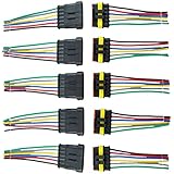 E Support 6 Pin Way Car Auto Waterproof Electrical Connector Plug Socket Kit with Wire AWG Gauge Marine Pack of 5