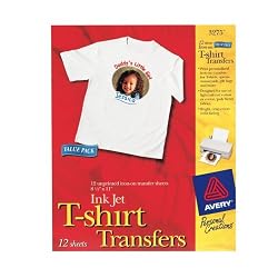 Avery T-Shirt Transfers for Inkjet Printers, 8.5 x 11 Inches, Pack of 12 (03275)