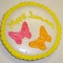 Cookie Cake Pie with Brownie Chunk Cookie and Vanilla Cake 9"-Topped with Tropical Punch and Grape Butterfly Gummie
