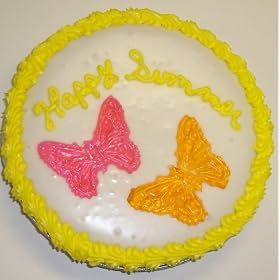 Cookie Cake Pie with Brownie Chunk Cookie and Vanilla Cake 9"-Topped with Tropical Punch and Grape Butterfly Gummie