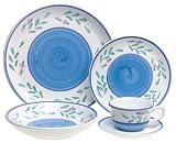 Caleca Blue Garland 5-Piece Dinnerware Place Setting, Service for 1