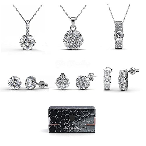 TK Beauty Swarovski Elements Luxury Crystal Pendant Necklace Earrings Jewelry Set