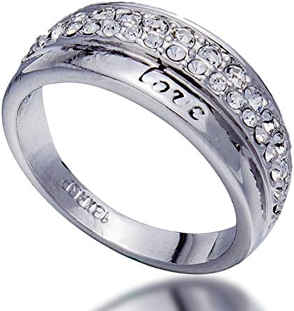 White Gold Plated Love Lettering AAA Zircon Finger Jewelry Rings Made with Rhinestone (5.5)