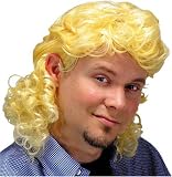 Blonde Red Neck Curly Mullet Adult Costume Wig
