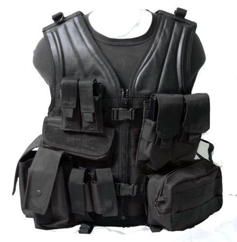 Black EOD vest + 8 MOLLE pouches