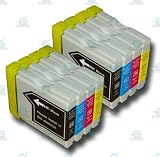 8 Chipped LC1000 Compatible Ink Cartridges for the Brother MFC-5460CN Printer from 'The Ink Squid' - 2 x LC1000Bk - Black; 2 x LC1000C - Cyan (Blue); 2 x LC1000M - Magenta (Red); 2 x LC1000Y - Yellow. The Latest Chips, Fully Compatible With Brother DCP and MFC Printers and the Maximum ML Capacity of any Compatible Ink Cartridge.