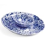 Enamelware Chip & Dip Set, Blue Marble