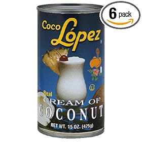Coco Lopez Cream Coconut, 15-Ounce Cans (Pack of 6)