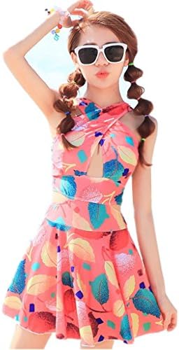 Season Show Girls Swimwear One Piece Beachwear Sleeveless Swimdress Pink XXL