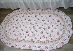 Shabby Chic Pretty rose Oval Qulited Area Rug35"x59"
