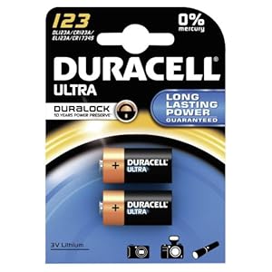 Duracell Ultra Photo DL123 3 V Lithium Batteries - 2-Pack