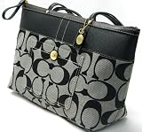 AUTHENTIC COACH SIGNATURE STRIPE MEDIUM TOTE 11691 (BW/Black)