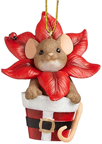 Enesco Charming Tails Gift Blossoming Poinsettia Ornament, 2.375-Inch Enesco Charming Tails Gift Blossoming Poinsettia Ornament, 2.375-Inch