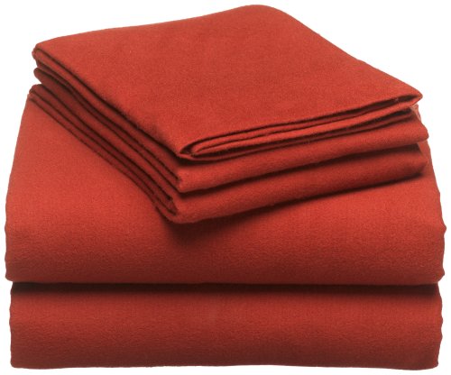 Pinzon 160-Gram Solid Flannel Queen Sheet Set - Brick