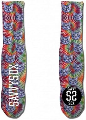 Savvy Sox Men's Cat Tye-Dye Custom Socks