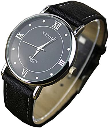 Men Fashion Leisure Simple Style Quartz Wrist Watch With Black Dial and Black Strap