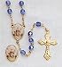 Child of Atocha Rosary with 7mm Blue Crystal Beads, 21" Chain and Matching Lapel Pin - Gift Box Included, IMPORTED FROM ITALY