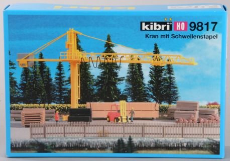 Kibri 39817 - Kran mit Schwellenstapel H0