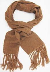 Handmade Featherweight Collection Scarf - 75% Alpaca Natural Fiber - Cozy Caramel (Classic Fringes/gift Idea for Men))