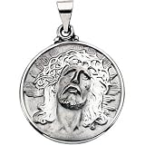 14K White Gold Face of Jesus (Ecce Homo) Medal - 23.25x23.50mm