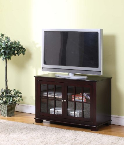 King's Brand E008 TV Stand Entertainment Center with Storage, Chocolate Finish
