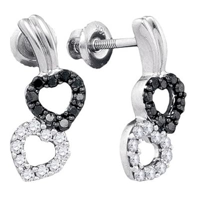 Cheap Girls Jewelry 0.36CT-DIA BLACK DIAMOND HEART EARRING For Sale