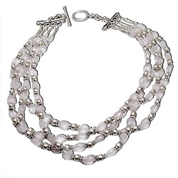 Choker Necklace for Women Sterling Silver Rosequartz Gemstone 16 inches (snklc086)