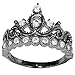Guliette Verona Sterling Silver Princess Crown Ring (Black Rhodium Plated)