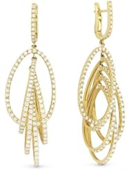 Natural 4.28ct White-Diamond Earring Set In 18K Yellow-Gold Post-With-Snap-Down