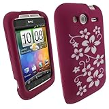 iGadgitz Pink & White Flowers Silicone Skin Case Cover for HTC Wildfire S A ....
