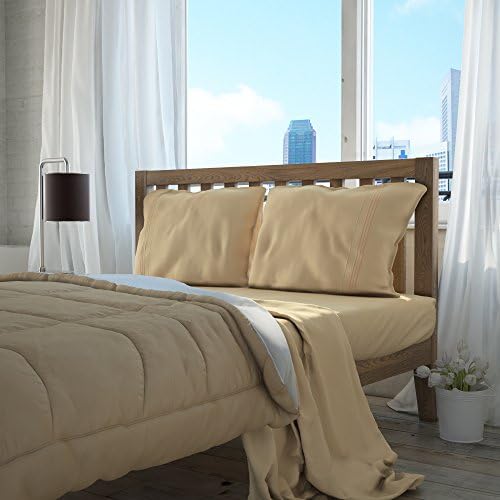Setaluna Premier Soft &amp; Silky 100% Satina Bed Sheet Set, RV-Short Queen, Camel Gold