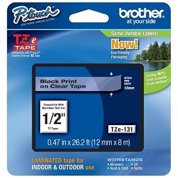 Set A Shopping Price Drop Alert For Brother TZe131 Black on Clear 1/2-Inch Labeling Tape (26.2 Feet) - Retail Packaging
