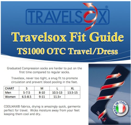 Travelsox Flight Travel Socks OTC Patented Graduated Compression, TS 1000
