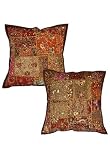 2pc Handmade Cushion Covers Indian Antique Vintage India