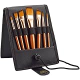 Paint Brush Set - 7 Travel Brushes for Acrylic, Oil, Watercolor, Gouache and Plein Air Painting - Ultra Short Handle - Professional Artist Carry Case - 1 Year Warranty - Art Supplies by MyArtscape&trade;