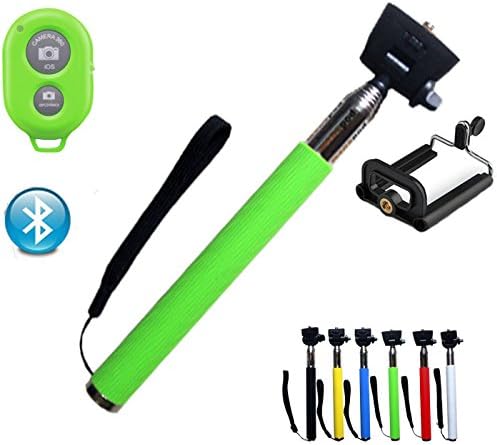 1Pcs Green - Extendable Handheld Bluetooth Mobile Phone Monopod Camera Tripod Phone Holder Self Selfie Stick For Iphone Samsung Nobattery