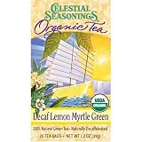 Celestial Seasonings Organic Lemon Myrtle Green Tea Decafeinated, Tea Bags, 20-Count 1.4-Ounce (Pack of 6)