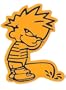 Calvin Vinyl Sticker, Black Outline on Yellow