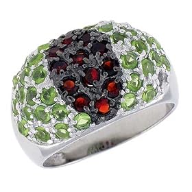 Sterling Silver and Rhodium Plated Dome Ring, w  2mm High Quality CZ's (12... by Sabrina Silver