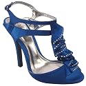 Womens Ruffled Satin Diamante Party Sandals