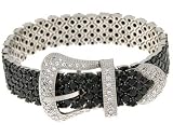 Sterling Silver Black & White Cubic Zirconia Buckle Bracelet by Charles Winston