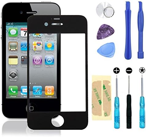 Generic Front Screen Glass Lens Replacement Kit For iPhone 4/4S (Black)