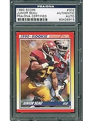 Collectibles: Junior Seau Signed Card 1990 Score Rookie Rc #302 Slabbed - PSA/DNA Certified - NFL Slabbed Autographed Rookie Cards - Bell Sports Marketing