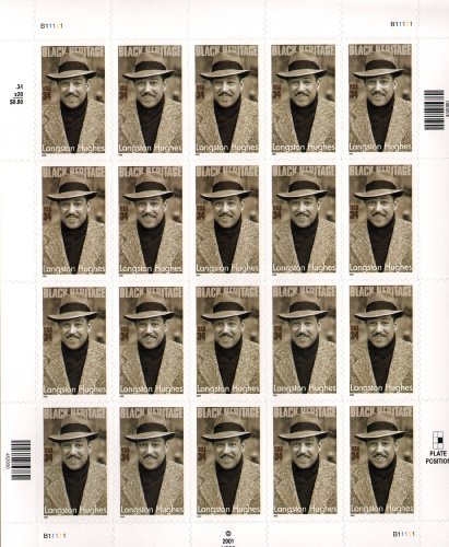 2002 LANGSTON HUGHES ~ BLACK HERITAGE ~ ACTIVIST #3557 Pane of 20 x 34¢ US Postage Stamps
