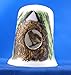 Porcelain China Thimble -- Peephole Style -- Jenny Wren in Nest