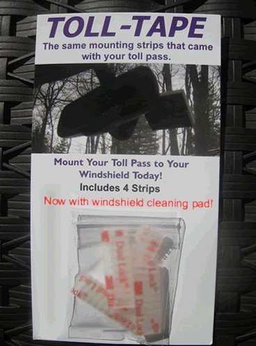 E-ZPass & I-Pass Toll Pass Mounting Strips - 4 Pack with Cleaning Pad
