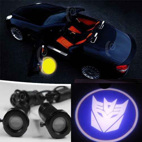 pair Car Transformers -Decepticons Welcome Light LED Door Lamp Ghost Shadow Exterior Courtesy lamp Laser Logo Comics