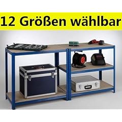 Mammut� Schwerlastregal Mustang - 12 Gr��en w�hlbar - 175kg Tragkraft/Boden, pulverbeschichtet blau, 90x200x60