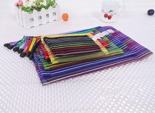 Nument Colorful Rainbow Style Zipper File Bags Mesh Pouch Bags Multipurpose Document File Holder Travel Pouch File Folder Storage Bags Travel Cosmetics Makeup 5pcs (A5)