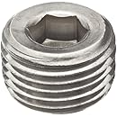 Stainless Steel 316 Pipe Fitting, Hex Countersunk Plug, Class 1000, 1/4" NPT Male